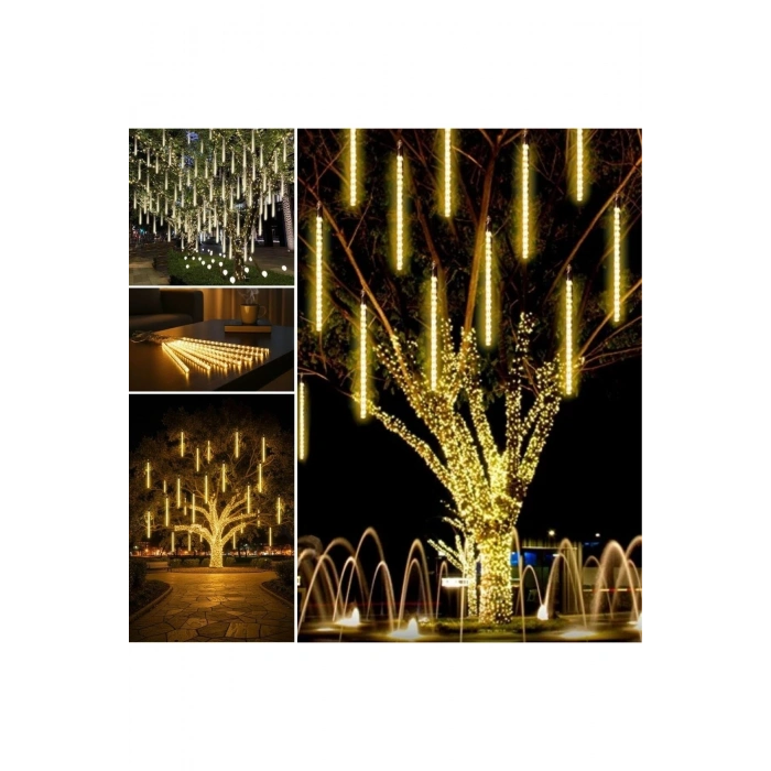 10'lu 45 cm Plastik Meteor LED USB 2M Kablo Sarı Renk Ağaç Işığı – Renk Değiştiren Asmalı D