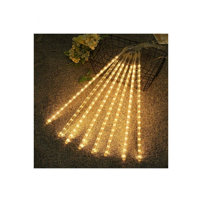 10'lu 45 cm Plastik Meteor LED USB 2M Kablo Sarı Renk Ağaç Işığı – Renk Değiştiren Asmalı D