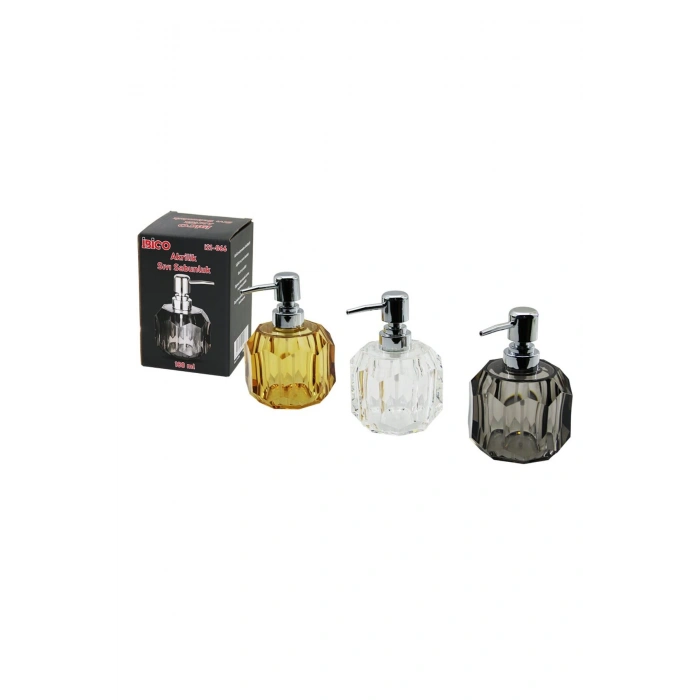 TOMBUL YUVARLAK - PRİZMA ŞEFFAF - RENKLİ AKRİLİK - MİKA KRİSTAL SIVI SABUNLUK 180ML (5324)