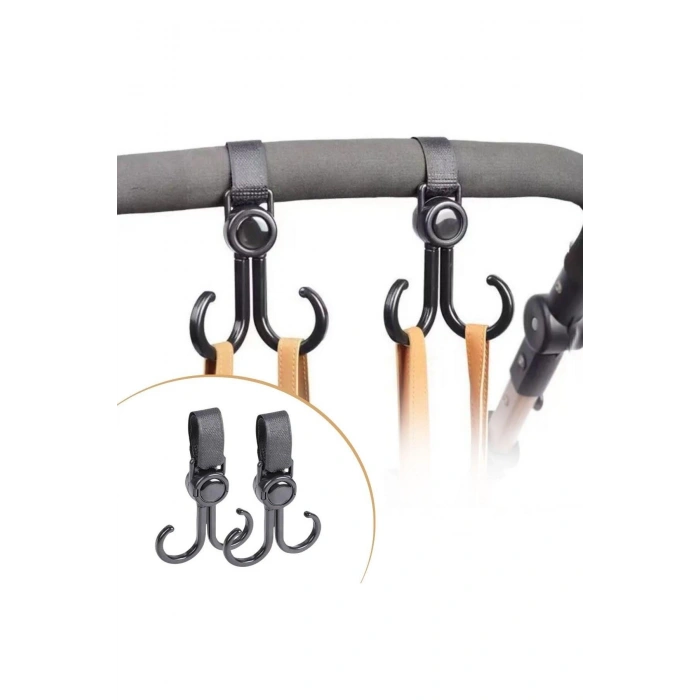 2 Adet Bebek Arabası, Motor, Bisiklet Eşya Taşıma Aparatı Plastik Kanca (5324)