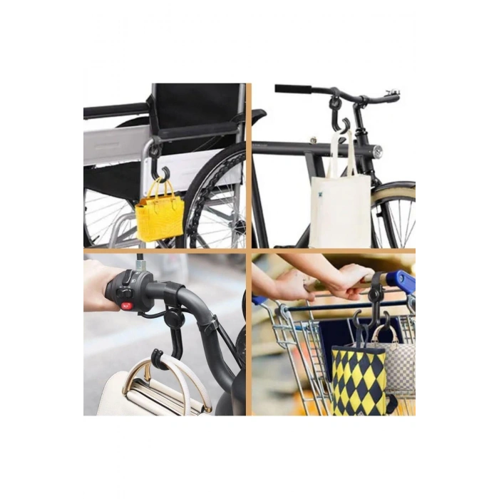 2 Adet Bebek Arabası, Motor, Bisiklet Eşya Taşıma Aparatı Plastik Kanca (5324)