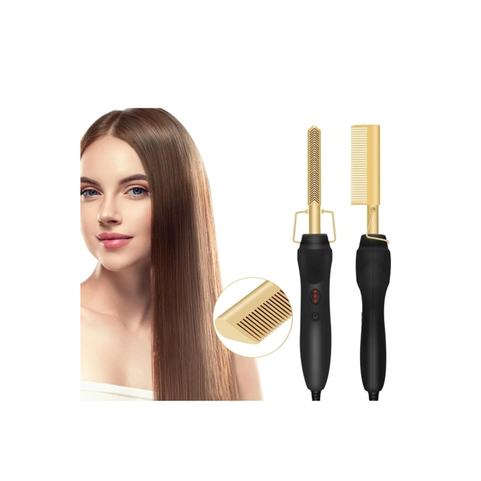 2 in 1 Elektrikli Isıtma Tarak Saç Düzleştirici Bigudi Islak Kuru Saç Fırçası Saç Şekillendirici Eg