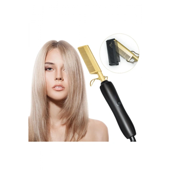 2 in 1 Elektrikli Isıtma Tarak Saç Düzleştirici Bigudi Islak Kuru Saç Fırçası Saç Şekillendirici Eg
