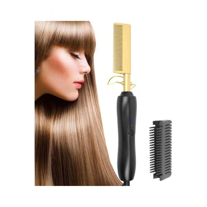 2 in 1 Elektrikli Isıtma Tarak Saç Düzleştirici Bigudi Islak Kuru Saç Fırçası Saç Şekillendirici Eg