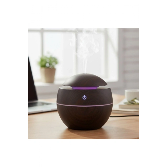 Küre Model Akasya Renk Hava Nemlendirici – Ultrasonik Soğuk Buhar Makinesi, LED Işıklı Masaüstü Oda