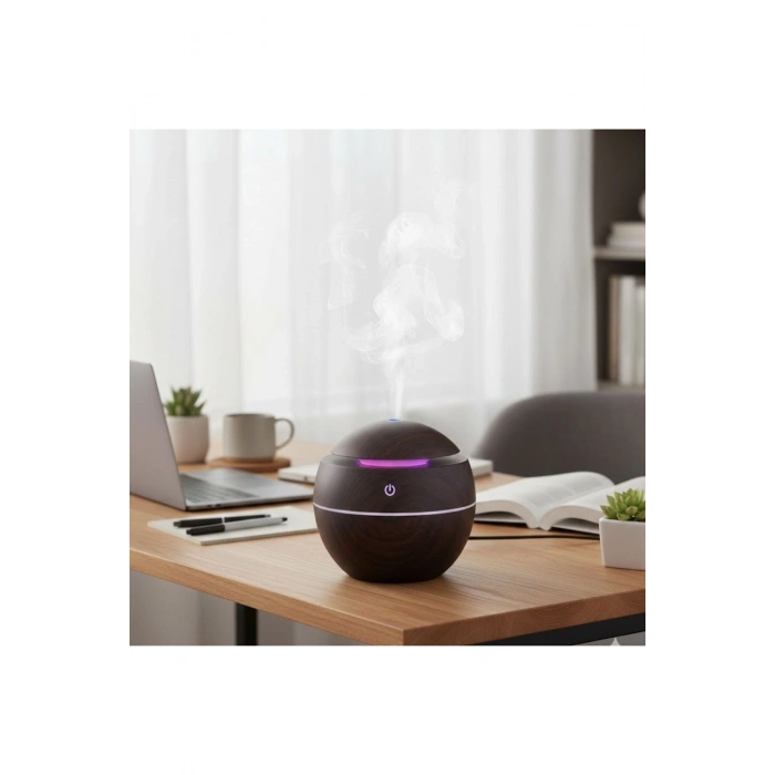 Küre Model Akasya Renk Hava Nemlendirici – Ultrasonik Soğuk Buhar Makinesi, LED Işıklı Masaüstü Oda