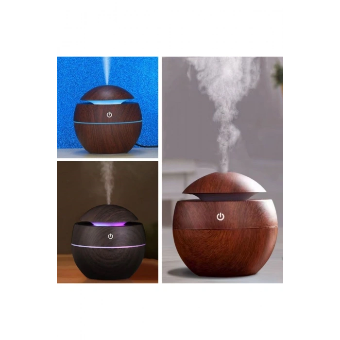 Küre Model Akasya Renk Hava Nemlendirici – Ultrasonik Soğuk Buhar Makinesi, LED Işıklı Masaüstü Oda