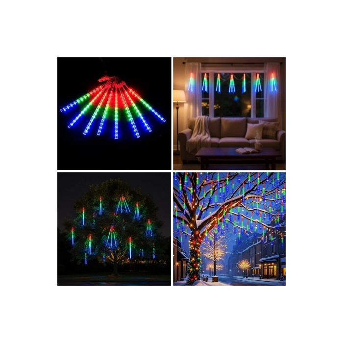 10'lu 45 CM Uzunluğunda Plastik Meteor 2m Kablo LED USB RGB Ağaç Işığı – Renk Değiştiren As