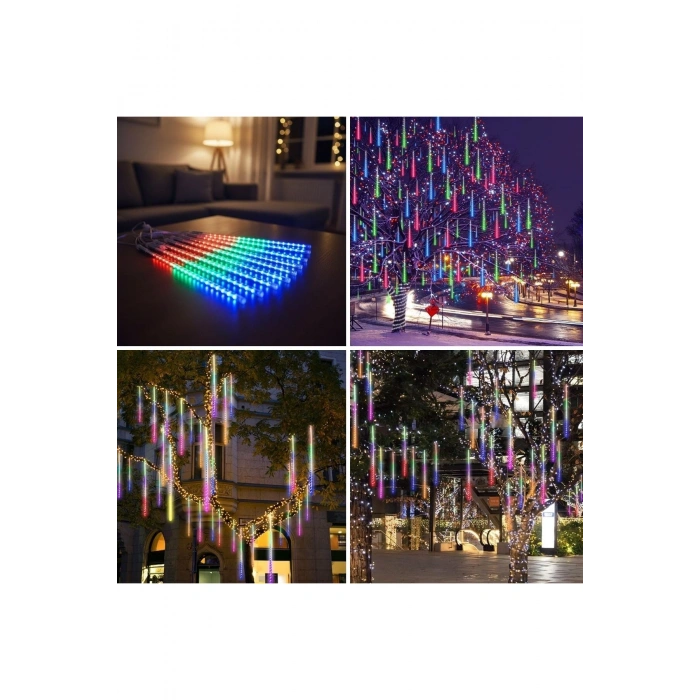 10'lu 45 CM Uzunluğunda Plastik Meteor 2m Kablo LED USB RGB Ağaç Işığı – Renk Değiştiren As