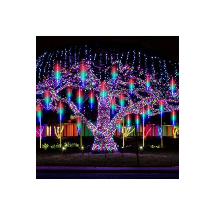 10'lu 45 CM Uzunluğunda Plastik Meteor 2m Kablo LED USB RGB Ağaç Işığı – Renk Değiştiren As