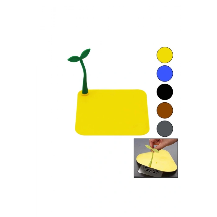 KARE GİDER KAPAK - SİLİKONSÜZGEÇ KOKU ÖNLEYİCİ RENKLİ MATÇİÇEK MODELİ TUTMA SAPLI - MEVCUT RENK GRİ