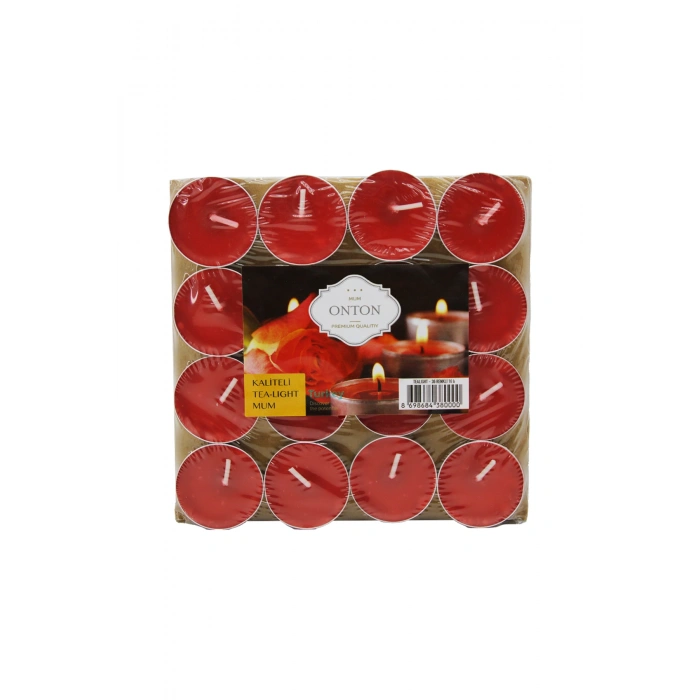 16 PARÇA KIRMIZI TEA LİGHT YUVARLAK MUM (5324)