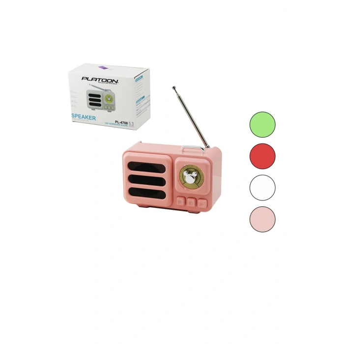 WİRELESS HOPARLÖR - SPEAKER - RADYO IŞIKLI USB ŞARJLI RENKLİ KASA - BRONZ ÇERÇEVE USB - DC 5V - TF (