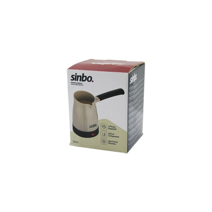 SİNBO SCM-2975 ELEKTRİKLİ CEZVE PLS.TÜRK KAHVE MAKİNE ÇELİK GİZLİ REZİSTANS700W 4 FİNCAN - 320MLTAK-