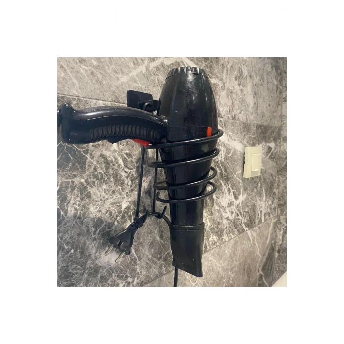 Kendiliğinden Yapışkanlı Siyah Paslanmaz Metal Fön Makinesi Askısı Saç Kurutma Makinesi Tutacağı (53