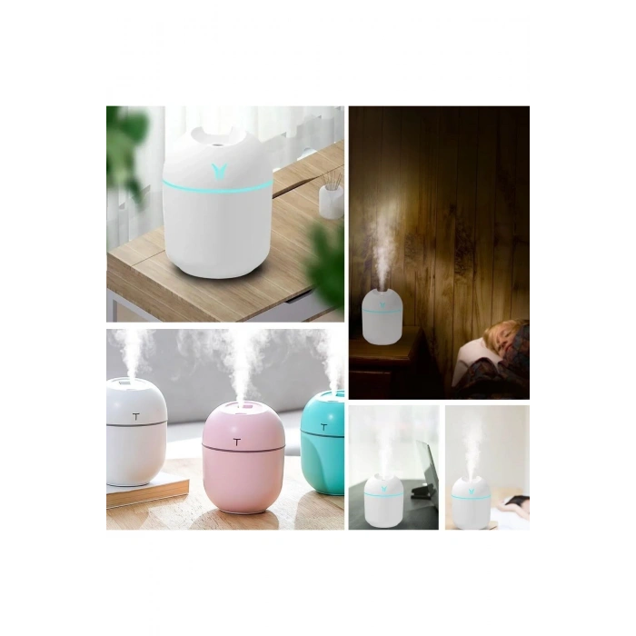 Işıklı Kuru Havayı Azaltan ve Aromaterapi Deneyimi Sunan Hava ve Oda Nemlendirici 220 ML 8x8x10cm (5