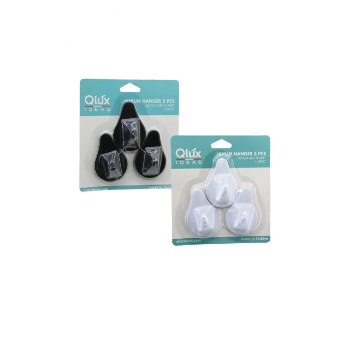 3PCS LILYUM ASKI SİYAH - BEYAZ PLASTİK YAPIŞKANLI MONTAJ (5324)