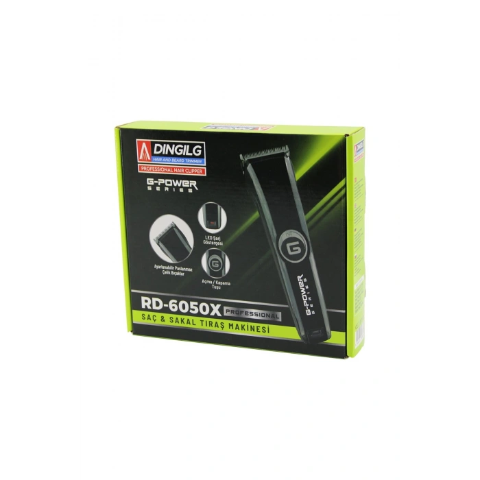SAÇ SAKAL KESME - TRAŞ MAKİNESİ FİŞ ŞARJLI=LED GÖSTERGE AYARLI BIÇAK=0.1-05MM RD-6050X G-POWERG-PLUS