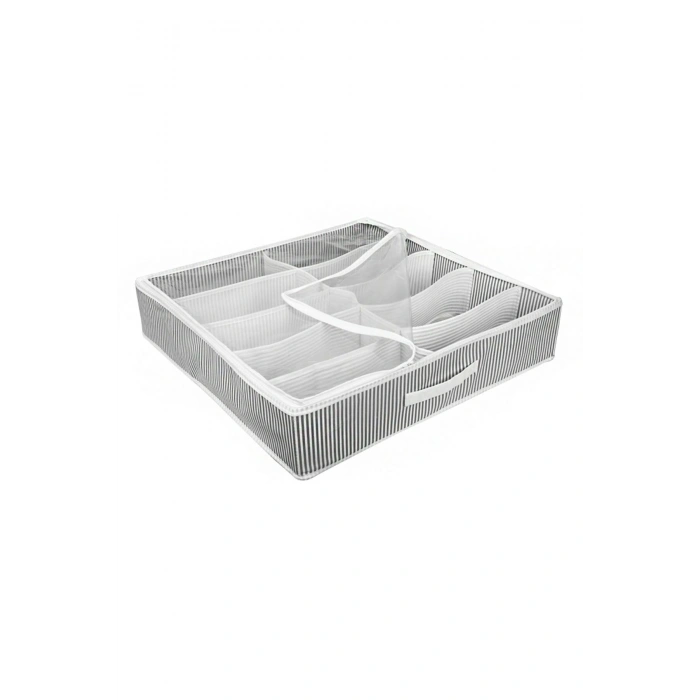 Ayakkabı Saklama Çantası 10 Bölmeli Shoes Under Ayakkabı Hurcu - Siyah Beyaz (5324)