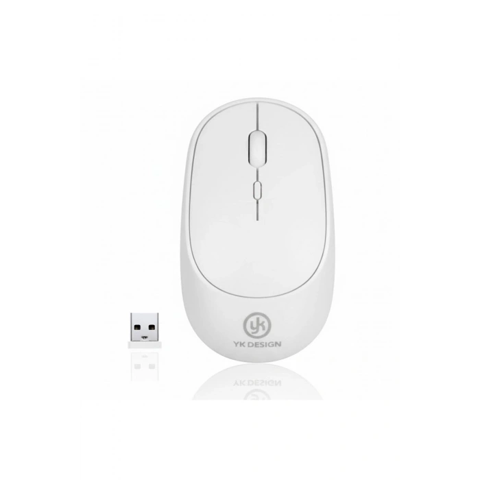 Beyaz Renkli Ergonomik Sessiz Kablosuz Mouse – USB Alıcılı, Ofis ve Oyun İçin Konforlu Bilgisayar Fa