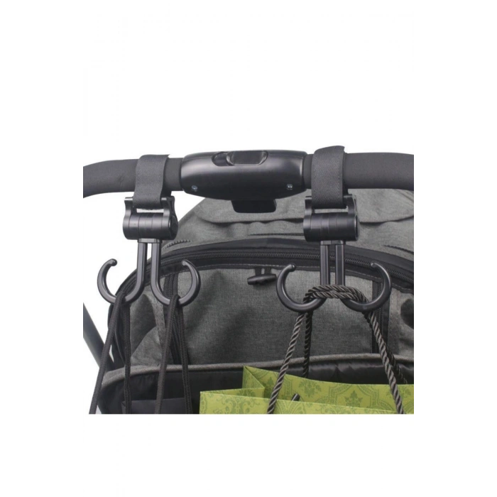 2li Bebek Arabasına Uyumlu Cırtlı Eşya Taşıma Aparatı 360 Derece Dönebilen Plastik Kanca (5324)