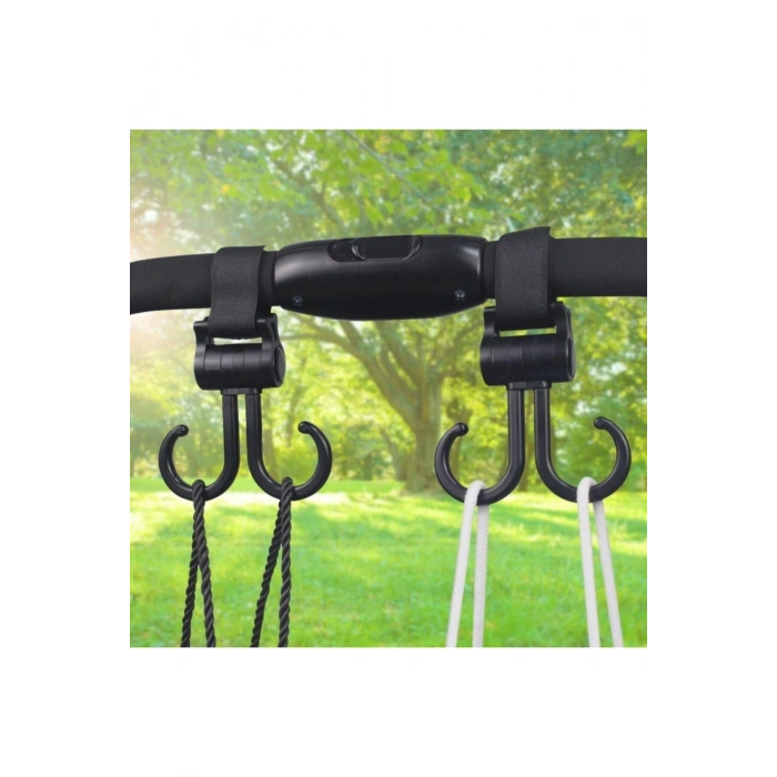 2li Bebek Arabasına Uyumlu Cırtlı Eşya Taşıma Aparatı 360 Derece Dönebilen Plastik Kanca (5324)