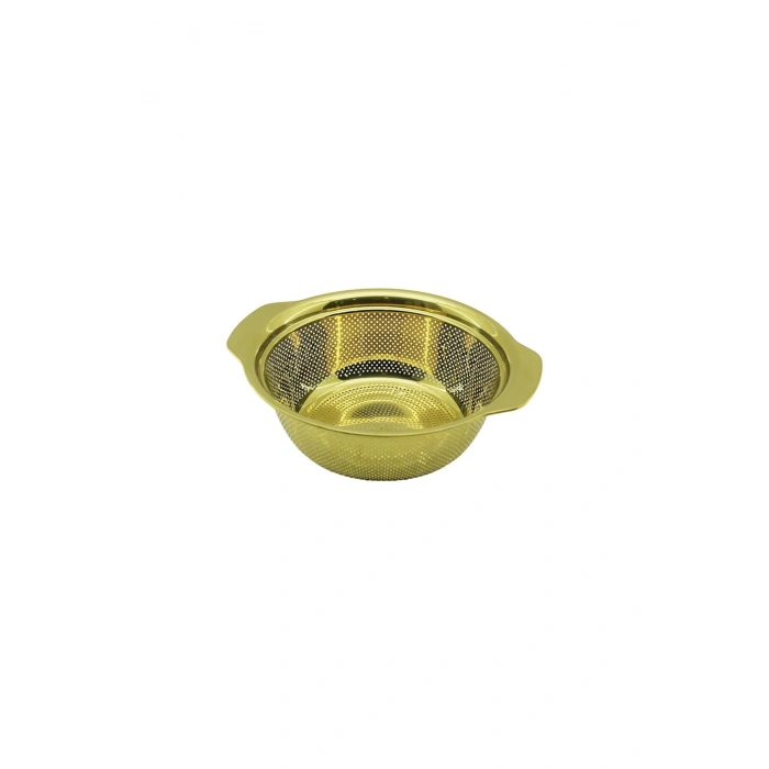 23CM GOLD PASLANMAZ METAL SEPET SÜZGEÇ KENDİNDEN KULPLU (5324)