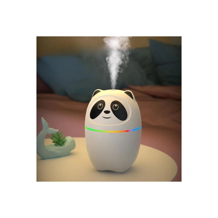 Sevimli Panda Figürlü Hava Nemlendirici – Ultrasonik Soğuk Buhar Makinesi, LED Işıklı Masaüstü Oda N
