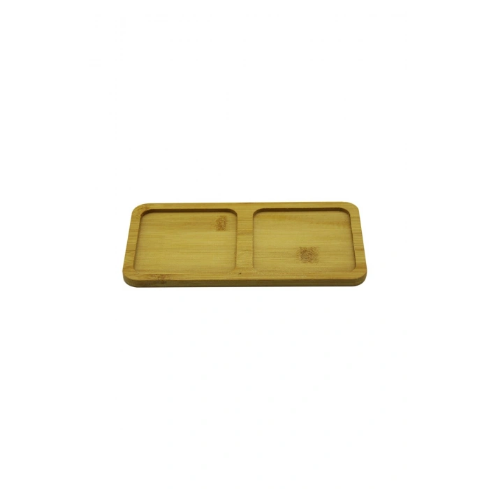 DİKDÖRTGEN - 2 BÖLMELİ - 10X19.5CM AHŞAP BAMBU YAĞDANLIK ALTLIK (5324)