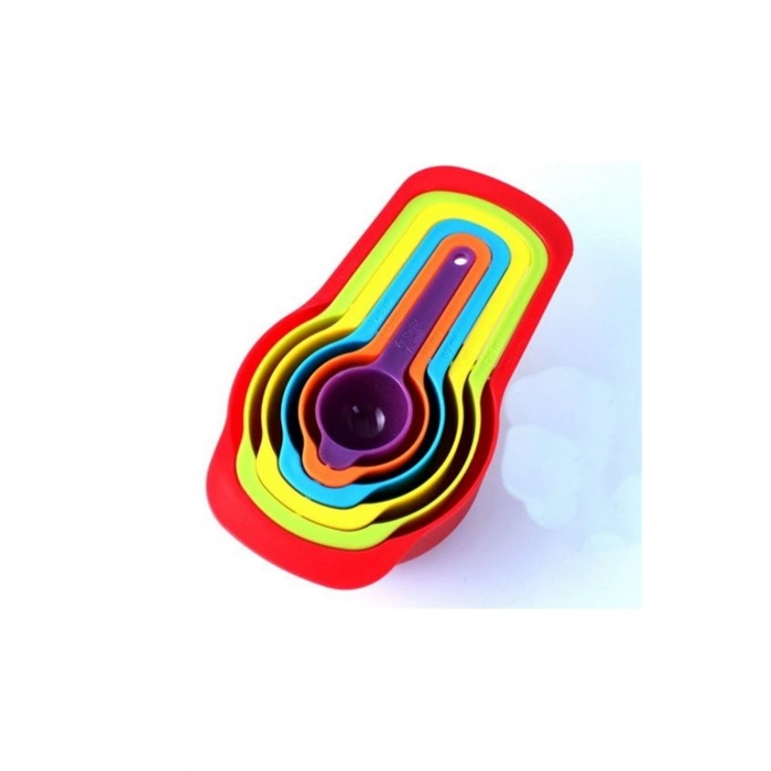 Pratik Ölçü Kaşığı Kabı 5'li Şeker Baharat Sıvı Ölçer Aparat (5324)