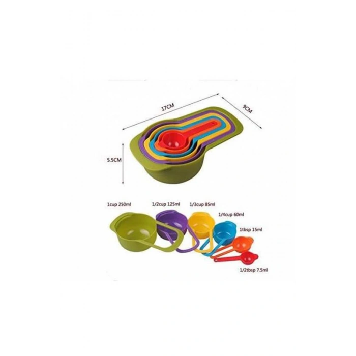 Pratik Ölçü Kaşığı Kabı 5'li Şeker Baharat Sıvı Ölçer Aparat (5324)