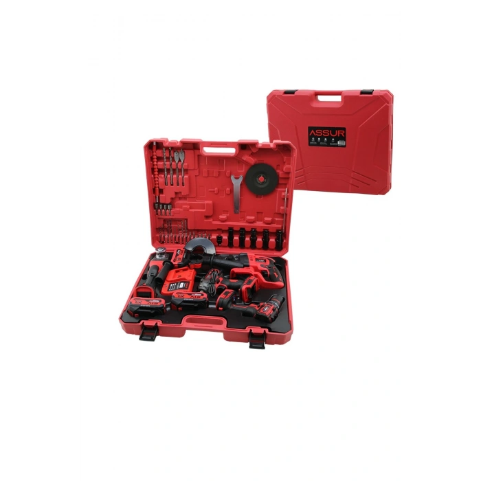 4PCS USTA ELEKTRİKLİ ALET SETİ ŞARJLI=21V MATKAP - VİDALAMA - SPRAL TAŞLAMA - SOMUN PLASTİK ÇANTALI