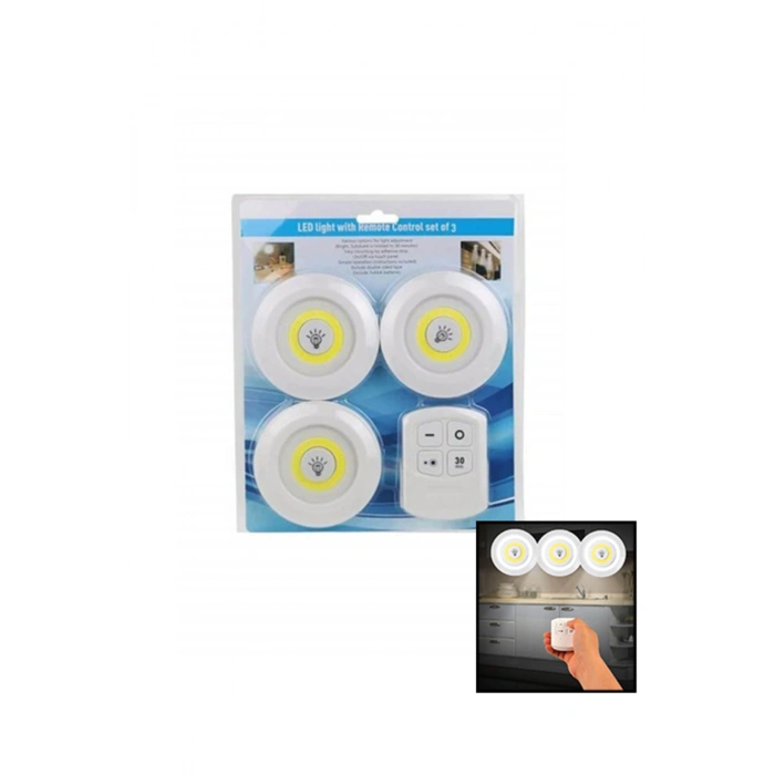 YUVARLAK 3 PARÇA DOKUNMATİK - KUMANDALI LAMBA SETİ (5324)