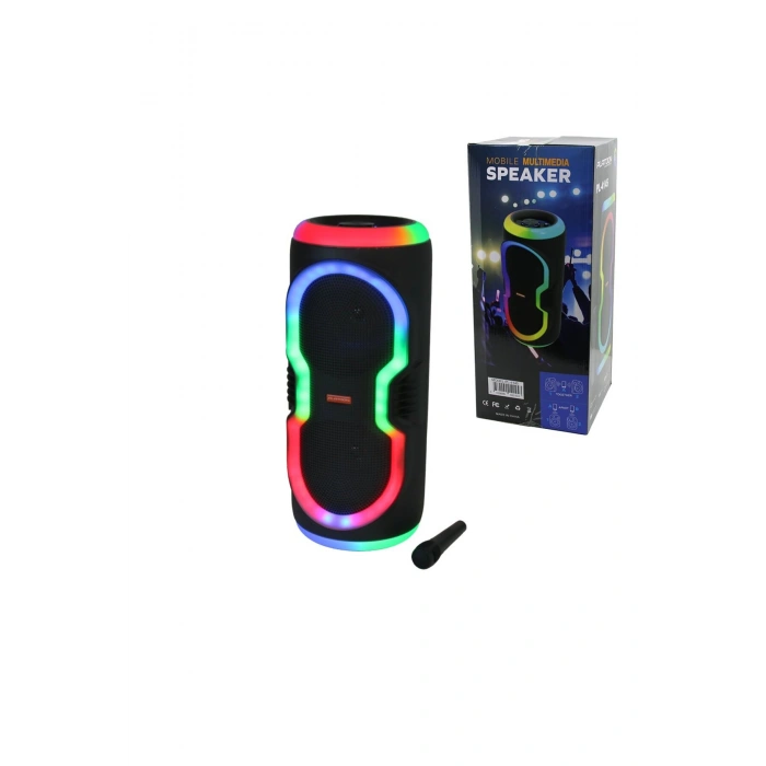 KARAOKE MİKROFONLU WİRELESS HOPARLÖR - SPEAKER IŞIKLI USB ŞARJLI DC 5V - TF - AUX 2X8 INCH PL-4145 (