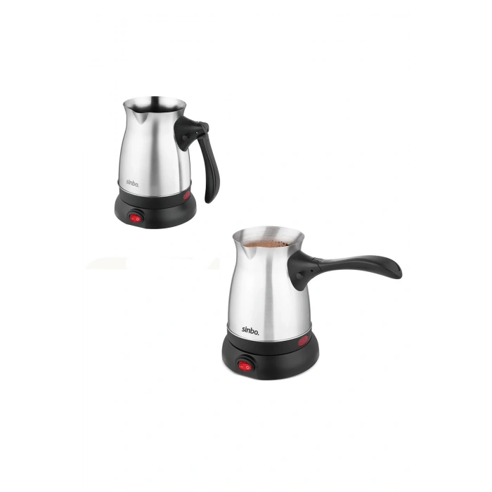 ÇELİK ELEKTRİKLİ CEZVE TÜRK KAHVE MAKİNESİ - 6FİNCAN=500ML 360 DERECE KABLOSUZ KULLANIM 600W SCM-299