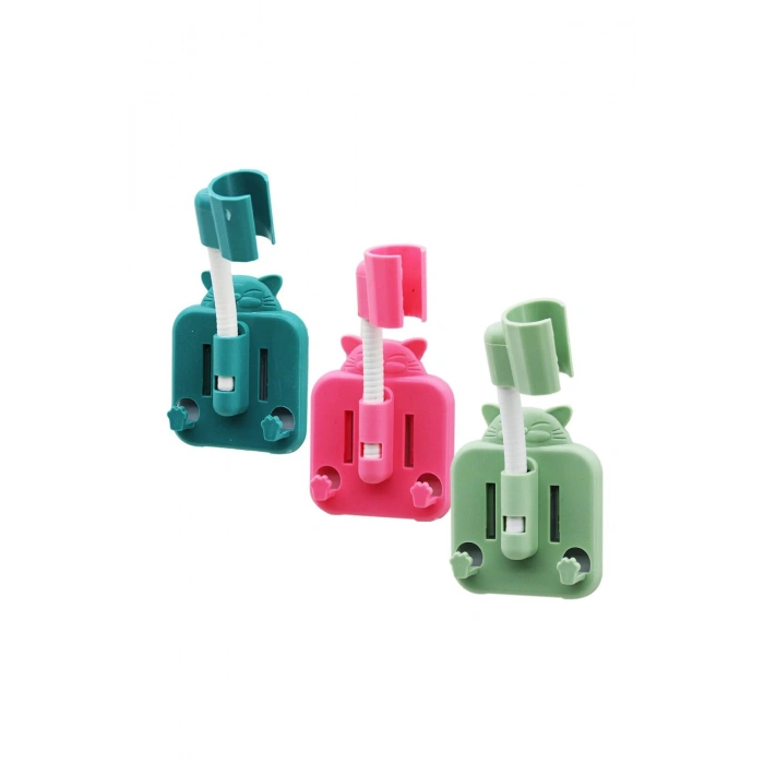 RENKLİ PLASTİK - OTURAN KEDİ FİGÜRLÜ DUŞ ASKISI 4 YÖN OYNAR BAŞLIK (5324)