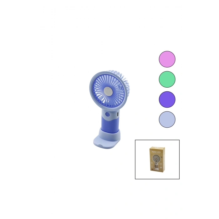 USB ŞARJLI MİNİ EL FANI ÇAP:8.4 - Y:16CM SABİT BAŞLIK 3-KADEME HIZT ELEFONLUKLU MASAÜSTÜ AYAK VANTİL