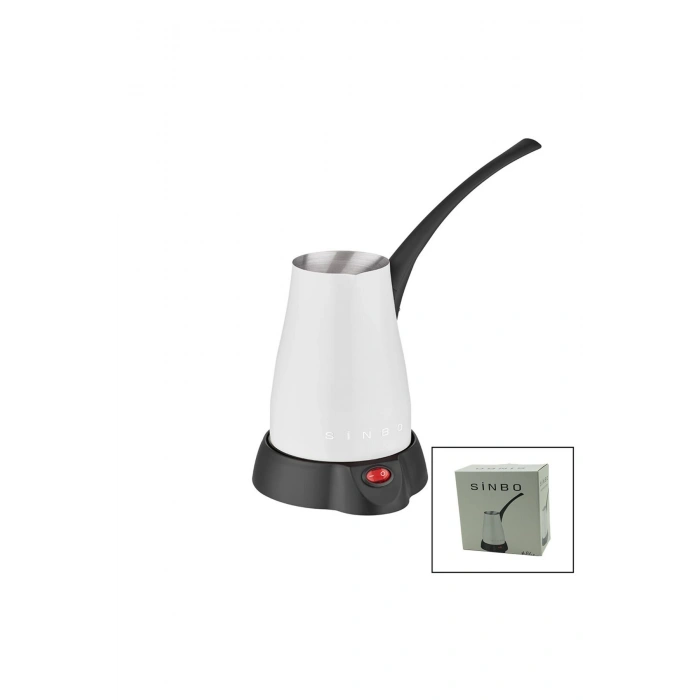 BEYAZ ELEKTİRKLİ CEZVE TÜRK KAHVE MAKİNESİ 5 FİNCAN - 400ML HAZNE PASLANMAZ ÇELİK 360 DERECE DÖNEBİL