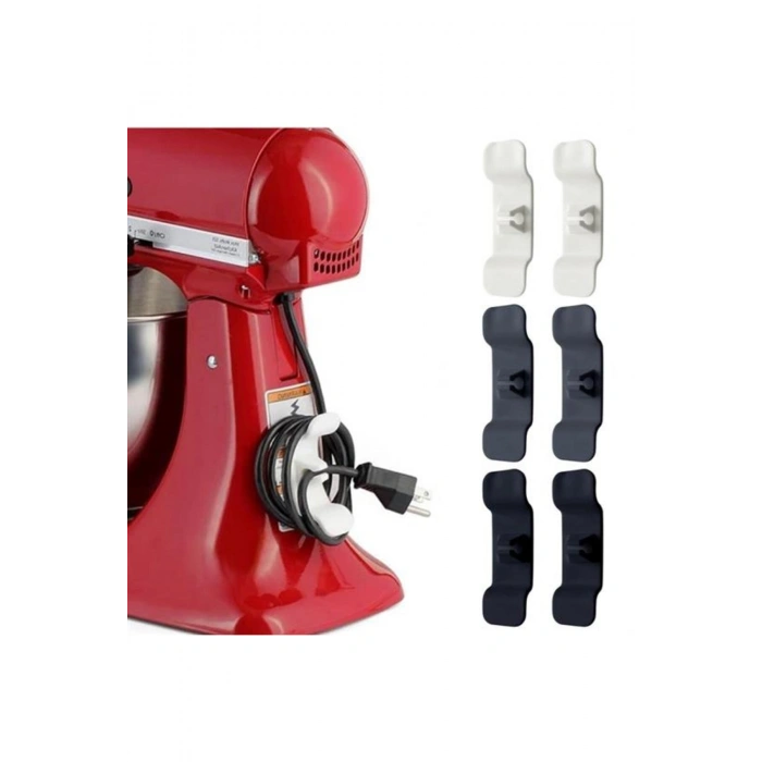 6'lı Pratik Kablo Toparlayıcı Yapışkanlı Klips Mutfak Air Fryer Kettle Kahve Tost Makinası (