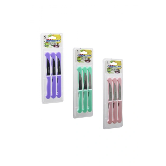 6PCS MEYVE BIÇAK RENKLİ PLASTİK SAPLI VAKUMLU AMBALAJ BRKT-806155 (5324)