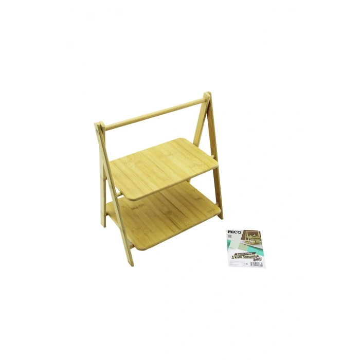STAND - AYAKLI 2 KATLI AHŞAP - BAMBU SERVİS SUNUM TAHTASI 18X28CM -- 22X28CM (5324)
