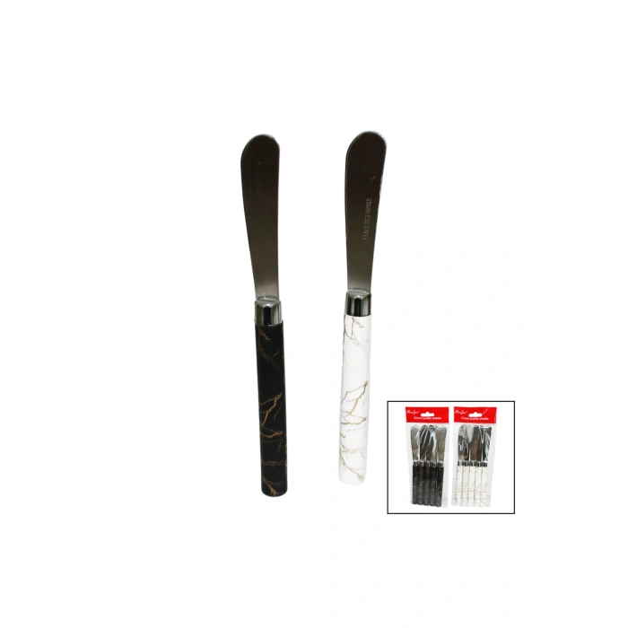 5 PARÇA UZUN KAHVALTI BIÇAK - MERMER DESEN SAPLI 16.5 cm (5324)