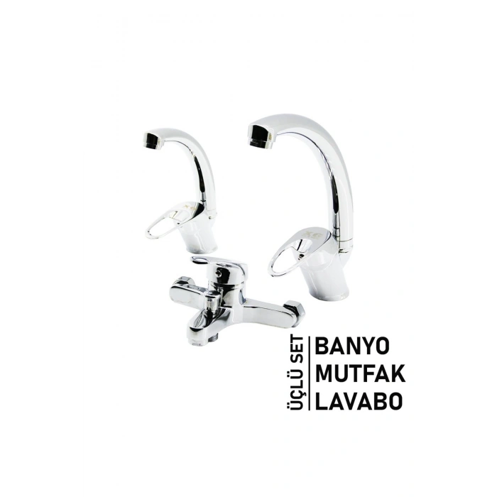 3LÜ SET BANYO - EVYE MUTFAK - LAVABO AÇ KAPA MİX BATARYA MUSLUK (5324)