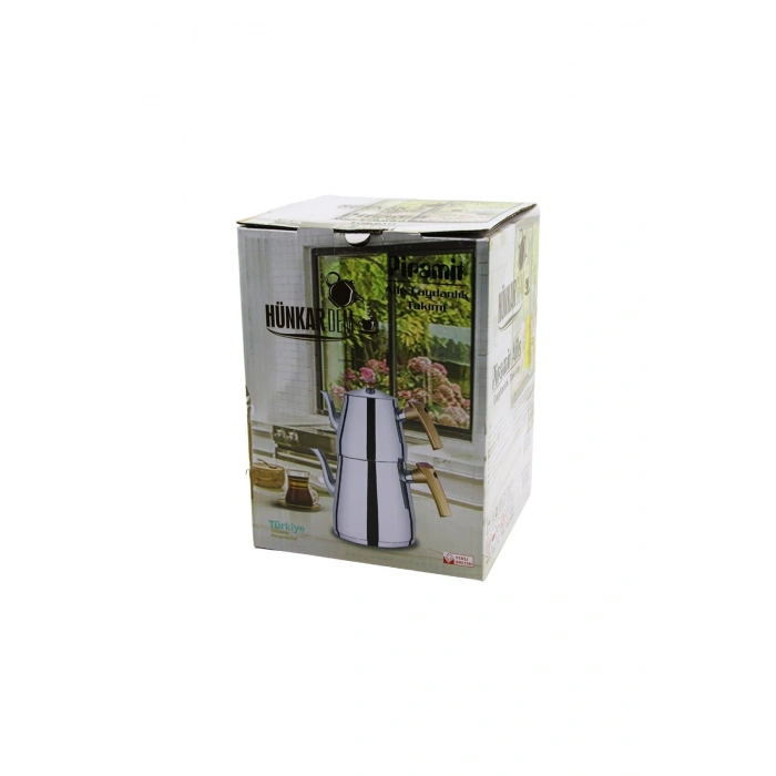 PRAMİT AİLE BOY ÇELİK ÇAYDANLIK SETİ - TAKIMI RENKLİ BAKALİT KULP ÜST DEMLİK: 1.5LT - ALT SULUK: 2.7