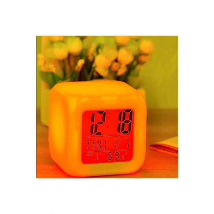 Led Dijital Renkli Masa Saati Alarm Termometre Tarih Masaüstü Saat