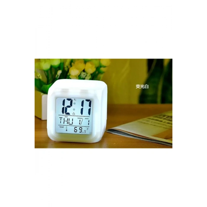 Led Dijital Renkli Masa Saati Alarm Termometre Tarih Masaüstü Saat