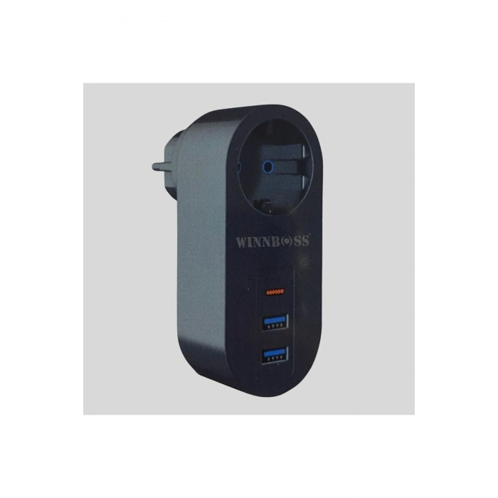 2 USB,1 TYPE-C Girişli 1'li Çocuk Korumalı,Isıya Karşı Dayanıklı 2500Watt Termal Akım Korum