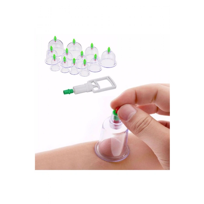 Hacamat Kupası 12’li Çekme Seti Vakumlu Masaj Aleti (5497)