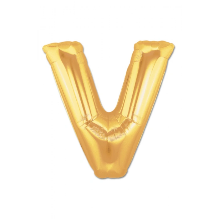 V Harf Folyo Balon Altın Renk 40 inç (5324)