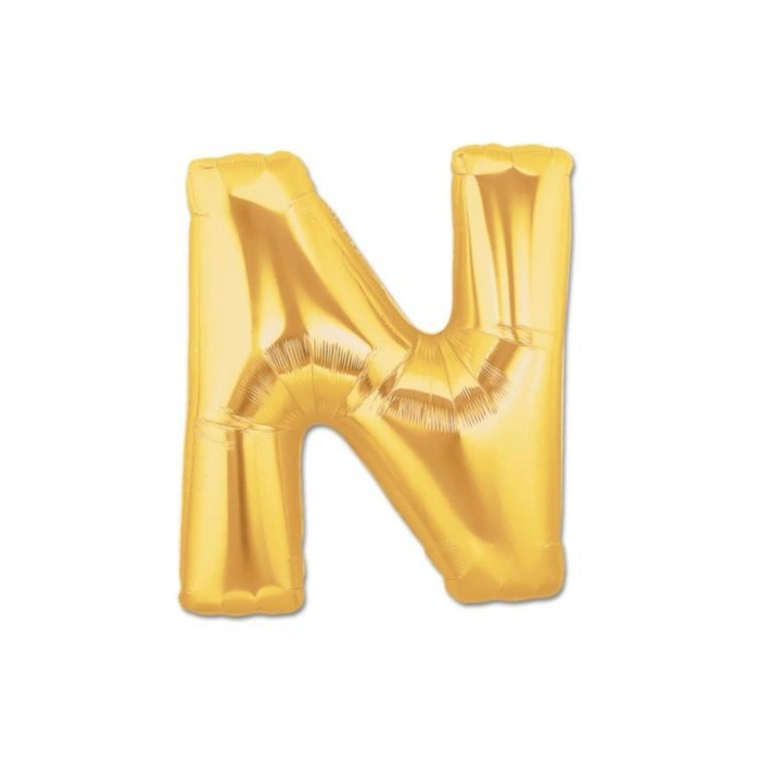 N Harf Folyo Balon Altın Renk 40 inç (5324)